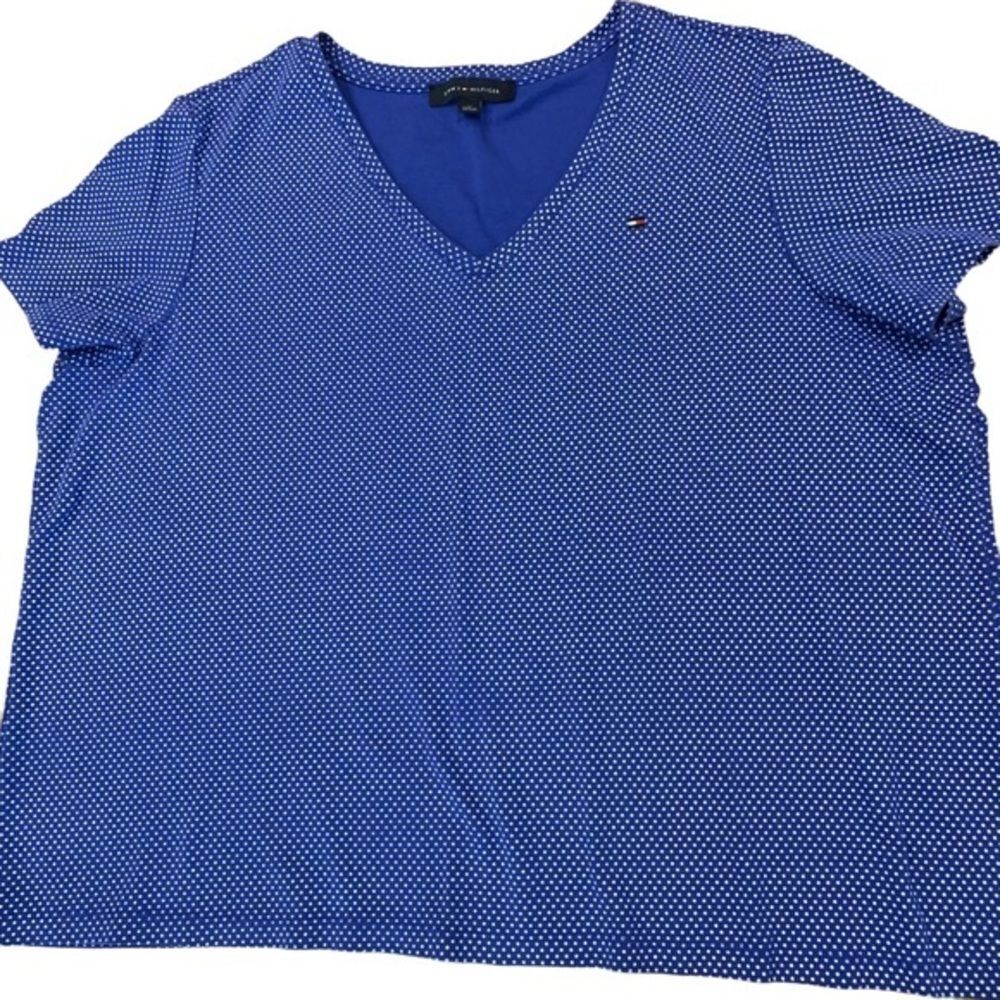 Tommy Hilfiger Blue & White Polka Dotted Top 2X